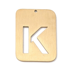 Letter K Ionenbeschichtung (IP) 304 Edelstahlanhänger, Rechteck mit Alphabet, hohl, letter.k, 32x22x1 mm, Bohrung: 1.5 mm