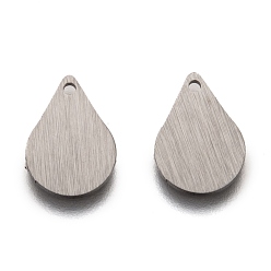 Нержавеющая Сталь Цвет Устойчивые к потускнению 304 подвески из нержавеющей стали, пустая бирка с матовой отделкой, лазерная резка, двухсторонний эффект тягового станка, слеза, цвет нержавеющей стали, 12x9x1 мм, отверстие : 1 мм