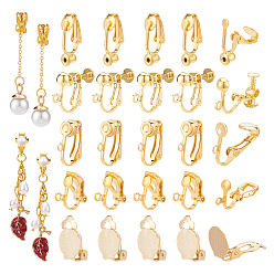 Золотой 50шт. 5 фурнитура для сережек-клипс из латуни и нержавеющей стали и железа, золотые, 304 мм, отверстие : 12~19x6~13.5x5~10 мм, 1~1.8 шт / стиль