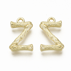 Letter Z Подвески из сплава , без кадмия, без никеля и без свинца, бамбуковая буквица, реальный 18 k позолоченный, letter.z, z: 17x10.5x3 мм, отверстие : 1.5 мм