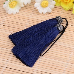 Midnight Blue Nylon Tassel Big Pendant Decorations, Midnight Blue, 60~65x10mm