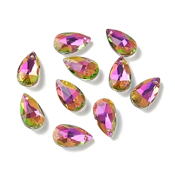 Темно-Розовый Кулоны из граненого стекла, темно-розовыми, 16x9x5 мм, отверстие : 1 мм