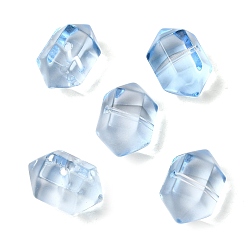 Светло-Синий Окрашенные и нагретые прозрачные стеклянные бусины, имитация драгоценных камней, пуля, граненые, голубой, 19.5x12x13 мм, отверстие : 1.4 мм
