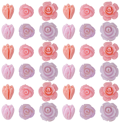 (52) Непрозрачная лаванда 60 шт. 6 стили крашеные синтетические коралловые резные бусины, цветок, разноцветные, 8~12x8~12x6.5~8.5 мм, отверстие : 1~1.3 мм, 10 шт / стиль