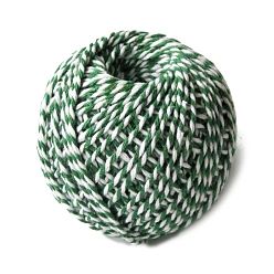 Green Two Tone Cotton String Threads, Macrame Cord, Decorative String Threads, for DIY Crafts, Gift Wrapping and Jewelry Making, Green, 2mm