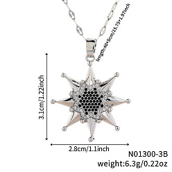Платина Модные хип-хоп-стили латунные паве из прозрачных и черных кубических цирконий с подвеской в виде звезды, ожерелья с цепочкой для женщин и мужчин, платина, 15.75 дюйм (40 см)