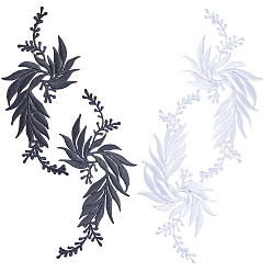 (52) Непрозрачная лаванда 4 шт. 4 стили лист компьютерная вышивка ткань приклеиваемые/пришивные заплатки, аксессуары для костюма, аппликация, разноцветные, 170x80x0.8 мм, 1 шт / стиль