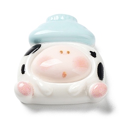 Светло-голубой Непрозрачная эмаль из смолы, декодирование кабошонов, имитация еды, корова, светло-голубой, 22x21x8 мм