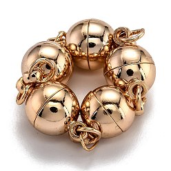 Light Gold Стеллаж гальванический латунные магнитные застежки с петлями, сильный магнит n 45, с паяными кольцами, долговечный, круглые, золотой свет, 15.5x10 мм, отверстие : 3.5 мм, Кольцо: 5x0.5 mm