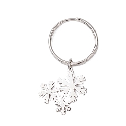 Снежинка 201 брелок из нержавеющей стали, с кольцом, снежинка, 50.5 мм, снежинка: 23x24x12 мм