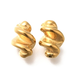 Настоящее золото 18K Ионное покрытие (ip) 304 шарики из нержавеющей стали, твист, реальный 18 k позолоченный, 11.5x7.5 мм, отверстие : 1.5 мм