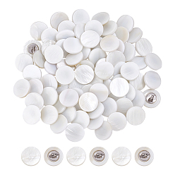 Белый 60 шт. 1-образные пуговицы из сплава с отверстием под хвостовик, плоско-круглые, платина, белые, 11.5x5 мм, отверстие : 2 мм