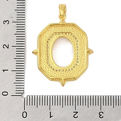 Real 18K Gold Plated 925 Sterling Silver Micro Pave Cubic Zirconia Basket Pendant Setting with Prongs Mounting, with Shell, Open Back Settings, Flat Round, Real 18K Gold Plated, Tray: 12x8mm, 30x24x7mm, Hole: 5mm