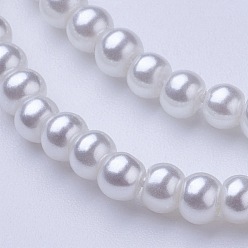 White Glass Pearl Beads Strands, Pearlized, Round, White, 3~4mm, Hole: 1mm, about 190~200200pcs/strand, 25.59 inch(65cm)