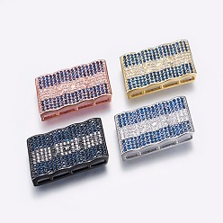 (52) Непрозрачная лаванда Латунные микро проложить кубического циркония подвески, многожильных ссылки, прямоугольные, флаг Гондураса, красочный, разноцветные, 16.5x32~32.5x4 мм, отверстие : 1x7 мм