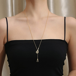 Sports 304 лариат из нержавеющей стали с подвеской в виде бадминтона, длинное ожерелье для женщин, золотые, спортивный, 27.56 дюйм (70 см)