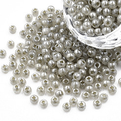 Темный Хаки 6/0 бисер имитация нефрита, блеск, окрашенные, круглые, Темный хаки, 4x3 мм, отверстие : 1.2 мм, о 450 г / мешок