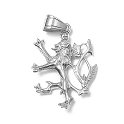 Нержавеющая Сталь Цвет 304 подвески из нержавеющей стали, лев, цвет нержавеющей стали, 40x29x5 мм, отверстие : 9x7 мм