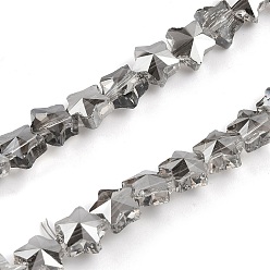 Темно-Серый Гальванизируйте прозрачное стекло бисер нитей, звезда, граненые, гальваническое покрытие, темно-серый, 7.5x8x5 мм, отверстие : 0.7 мм, около 80 шт / нитка, 21.56'' (54.75 см)