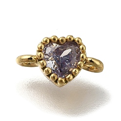 чертополох Стойка покрытие латунь кубический цирконий сердце звенья соединительные подвески, долговечный, без кадмия, без никеля и без свинца, реальный 18 k позолоченный, чертополох, 9x5x3.5 мм, отверстие : 1.2 мм