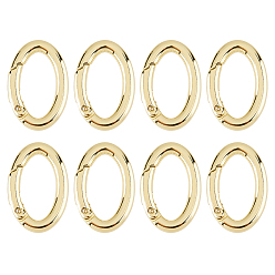 Настоящее золото 18K 8шт. стойка, покрытие, латунные пружины, кольца затвора, долговечный, без свинца и без кадмия, овальные, реальный 18 k позолоченный, 29.5x19.5x4 мм