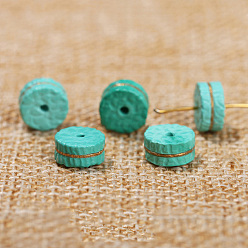 Disc Perles sculptées en magnésite naturelle, teint, couleur turquoise, disque, 8x4mm