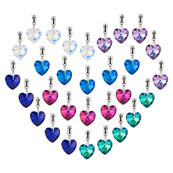 (52) Непрозрачная лаванда 30шт. 6 цвета стекла европейские подвески с подвесками, подвески в форме сердца цвета ab с большим отверстием и фурнитурой из сплава, платина, разноцветные, 25 мм, 5 шт / цвет
