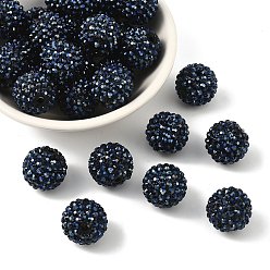 Морской Синий Коренастый смолы горный хрусталь жевательная резинка мяч бусины, круглые, Marine Blue, 20 мм, отверстие : 4 мм
