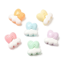 Сердце Мультяшные непрозрачные кабошоны из смолы, для изготовления ювелирных изделий, разноцветные, сердце, 12x11x6 мм