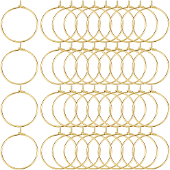 Золотой 200 шт. латунные кольца для бокалов для вина, Обручальные серьги, без никеля , золотые, 20x0.8 мм, 20 датчик