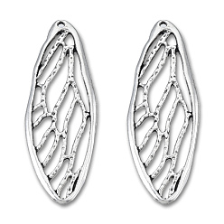 Античное Серебро Тибетский сплав стиля большие кулоны, без кадмия и без свинца, полый, крыло, античное серебро, 52x19x2 мм, отверстие : 1.5 мм, Около 270 шт / 1000 г