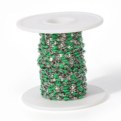 Lime Green 304 Stainless Steel Chains, with Enamel, with Spool, Soldered, Stainless Steel Color, Lime Green, 10x2mm, about 32.8 Feet(10m)/roll