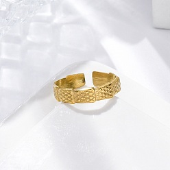 Золотой Трапециевидные 304 открытые манжеты из нержавеющей стали для женщин, золотые, регулируемый, 4.5 мм