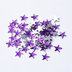 Индиго Акриловые горные хрусталь плоские задние кабошоны, с покрытием на задной стороне, граненые, звезда, индиговые, 10x1.5 мм