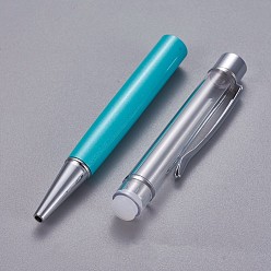 Turquoise Creative Empty Tube Ballpoint Pens, with Black Ink Pen Refill Inside, for DIY Glitter Epoxy Resin Crystal Ballpoint Pen Herbarium Pen Making, Silver, Turquoise, 140x10mm