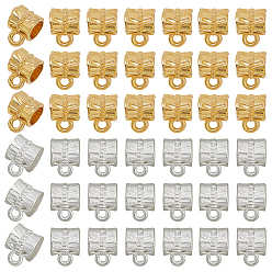 Золотой & Серебряный 160 шт. 2 цвета цинковый сплав трубчатые держатели, петля под залог, бейлы, золотой и серебряный, 9.5x7x6.5~7 мм, отверстие : 2 мм, 80 шт / цвет