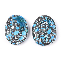 Темно-Голубой Синтетические бирюзовые бусины, окрашенные, плоско-круглые, глубокое синее небо, 40~40.5x29.5~31x10~10.5 мм, отверстие : 1.4~1.5 мм