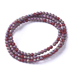 Dark Red Electroplated Frosted Glass Bead Strands, Round, Dark Red, 2.5mm, Hole: 0.7mm, about 150pcs/strand, 15.35 inch(39cm)