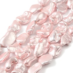 Pink Гальванические оболочки жемчужные бусы пряди, самородки, розовые, 13~21x11~18x8~13 мм, отверстие : 1 мм, около 22~23 шт / нитка, 14.96~15.75'' (38~40 см)