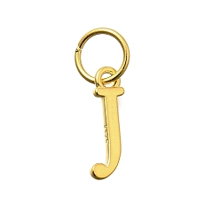 Letter J 925 стерлингов серебряные подвески, реальный 18 k позолоченный, буквы, буква J, 11.5x4x1 мм, отверстие : 4 мм