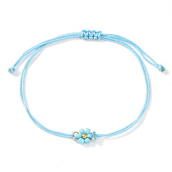 Небесно-голубой Регулируемые браслеты из стеклянных бисерных звеньев, Браслеты из вощеной нити, плетеные для женщин, цветок, голубой, 11.02 дюйм (28 см)