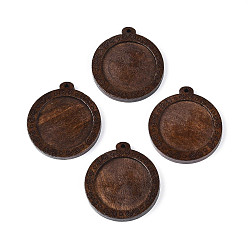 Седло Коричневый Оправы для кабошонов из резного дерева скима, плоско-круглые, окрашенные, седло коричневый, 43.5x39.5~40x4.5~5 мм, отверстие : 2~2.2 мм, Размер лотка: 30~30.5 мм