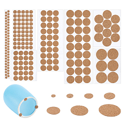 Плоский Круглый 240 шт. 7 стили самоклеящиеся пробковые листы, нескользящий и амортизирующий коврик, плоско-круглые, 10~50x1 мм