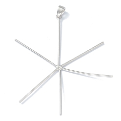 Платина Подвески из серебра 925 пробы с родиевым покрытием 925, подвеска с когтями, снежинка, платина, 55x42x1 мм, отверстие : 3.5 мм