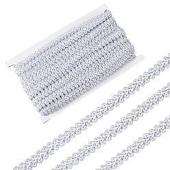 Серебро Полиэстеровая плетеная волнистая лента в виде сороконожки, аксессуары для одежды, серебряные, 1/2 дюйм (13 мм)