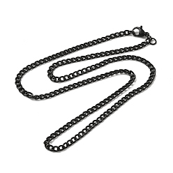 Black Spray Painted 201 Stainless Steel Curb Chain Necklaces, with Lobster Claw Clasp, Black, 17-3/4 inch(45.3cm)