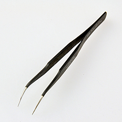 Black Iron Beading Tweezers, Platinum, Black, 125x9x5mm