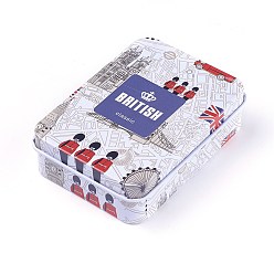 Colorful Mini Cute Tinplate Storage Box, Jewelry Box, Candy Box, Rectangle with Pattern, Colorful, 9.5x6.9x2.6cm