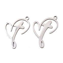 Нержавеющая Сталь Цвет 201 подвески из нержавеющей стали, Подвески в виде сердца и креста, цвет нержавеющей стали, 17.5x16.5x1 мм, отверстие : 1.4 мм