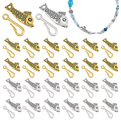 (52) Непрозрачная лаванда 40 наборы 2 цветные застежки из сплава, рыба, разноцветные, 37.5 мм, крючок: около 35мм длиной, 20 комплектов / цвет